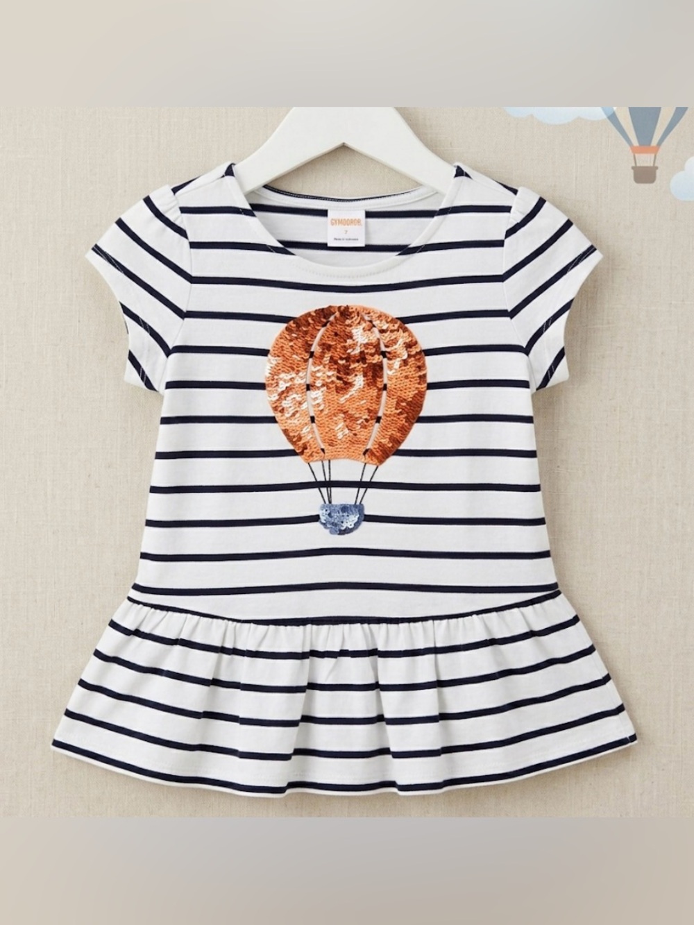 Gymboree | Navy White Hot Air Balloon Tshirt | S / 7